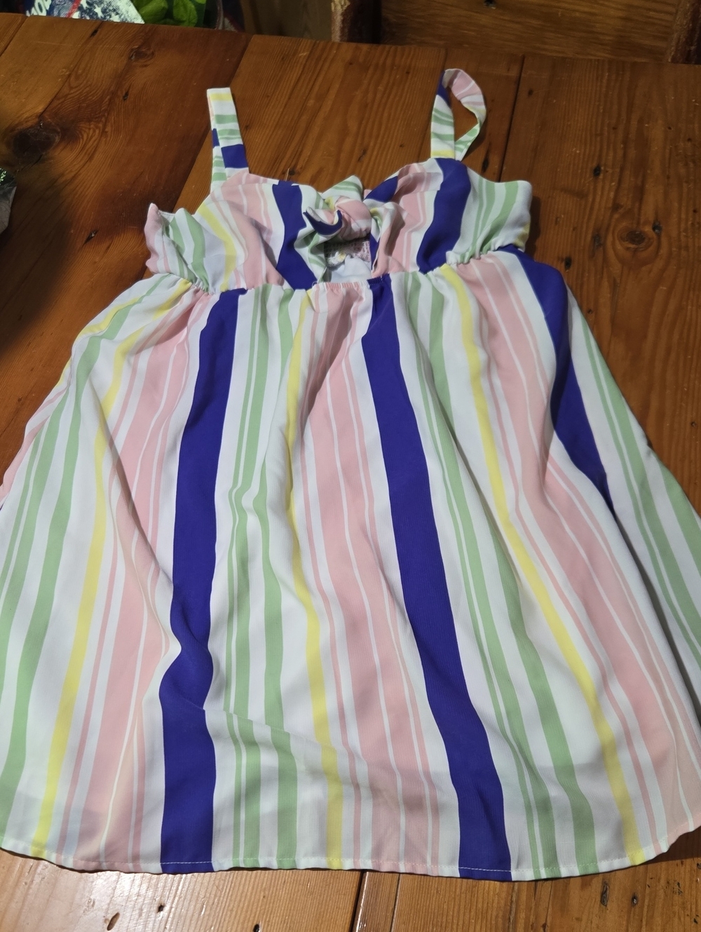 Peach Love Sz L Multicolor Striped Sundress - Pastel Stripe